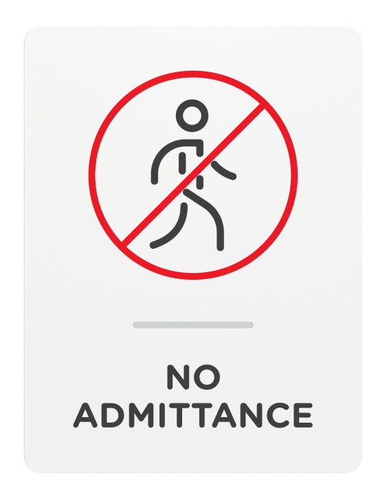 No Admittance_Sign_Door-Wall Mount_8x 6_6mm Thick Solid Surface Sign with Inlay Resins_Self AdhesiveProhibition sign